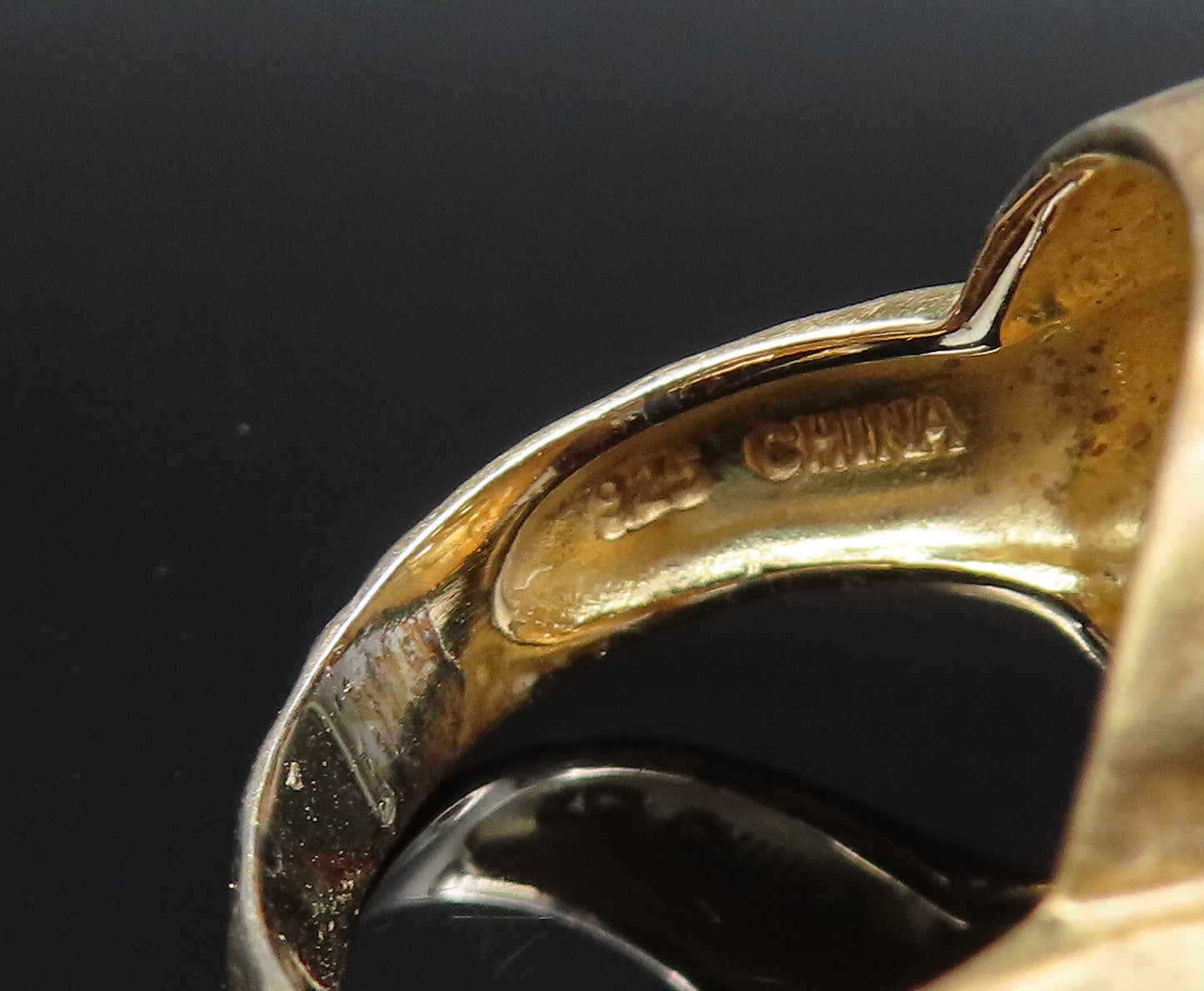 ROSS SIMON 925 Silver Vintage Gold Plated Hammered Topaz Ring Sz 6 RG25714