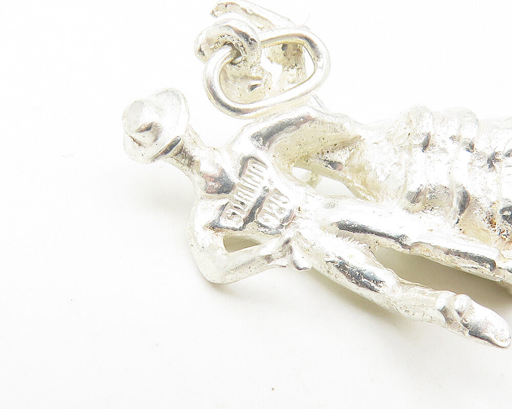 925 Sterling Silver Vintage Shiny Petite Dancing Couple Drop Pendant PT9028