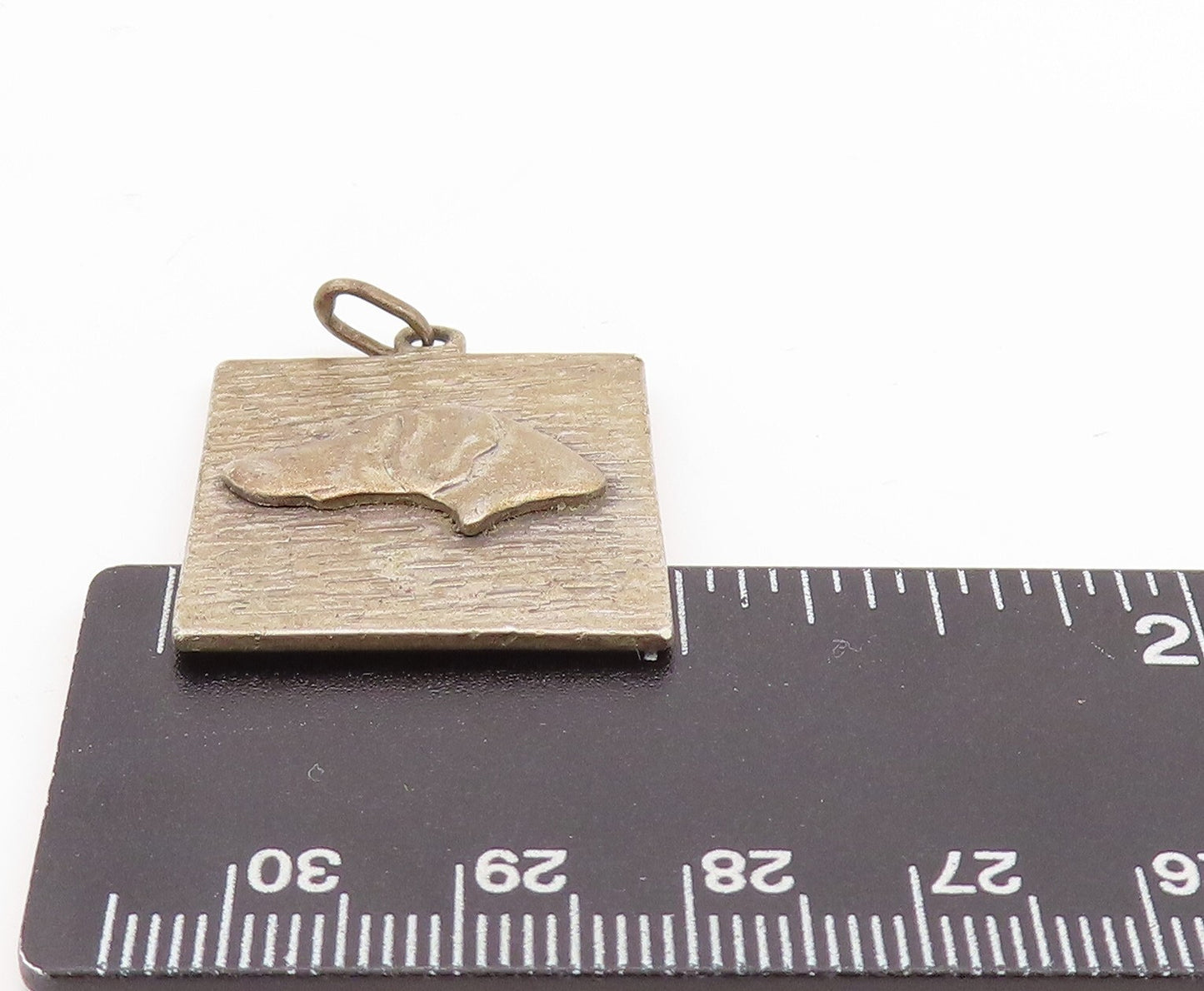 925 Sterling Silver Vintage Pendant Solid Carved Dogs Face PT23525