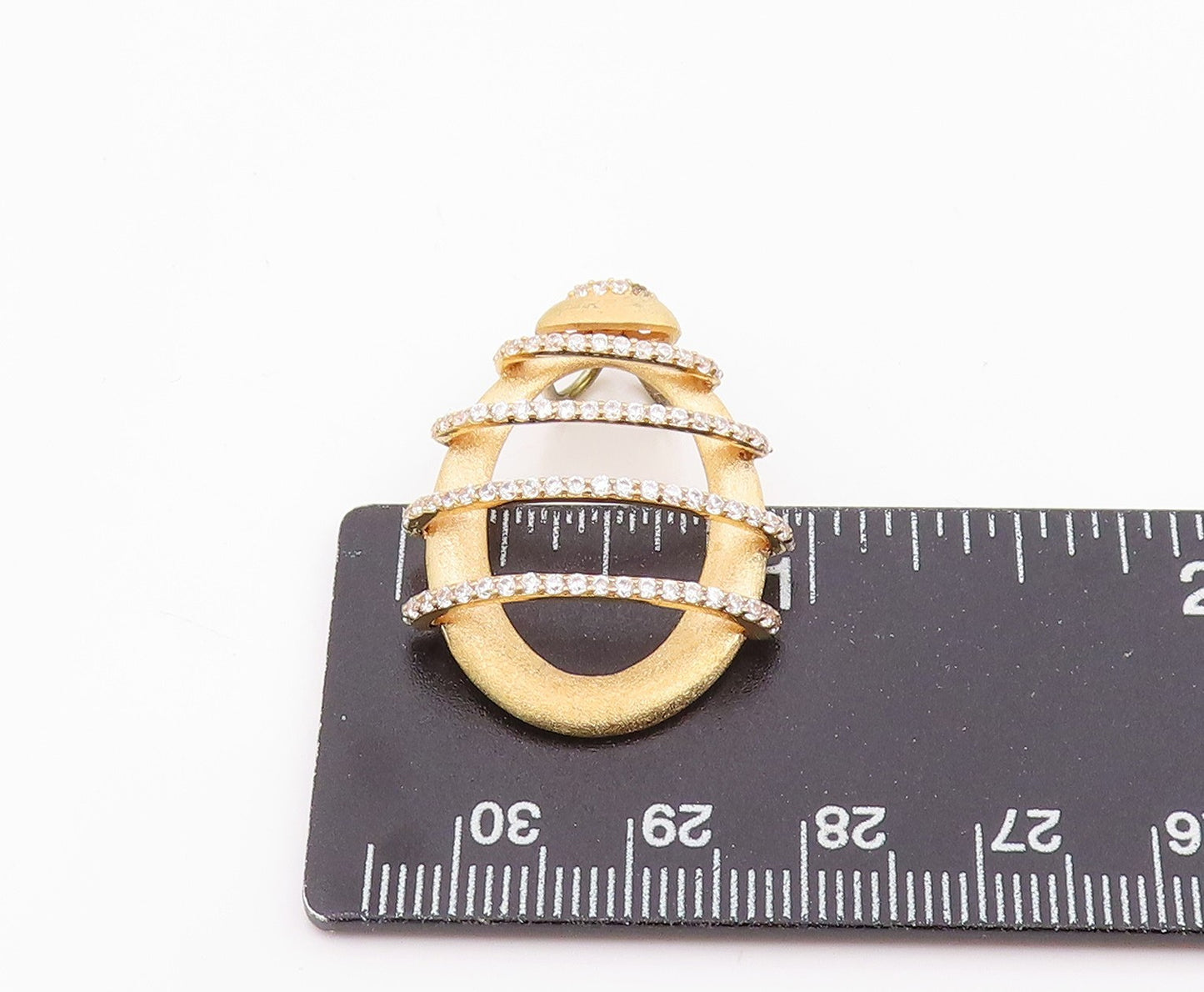 925 Sterling Silver Vintage Pendant Gold Plated CZ Pave Celestial Orbit PT26021