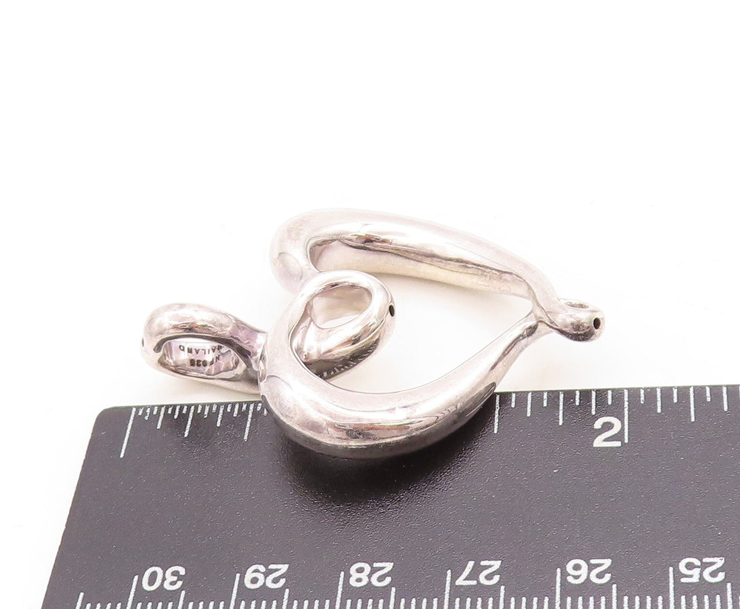925 Sterling Silver Vintage Pendant Modernist Swirled Cutout Heart PT23875