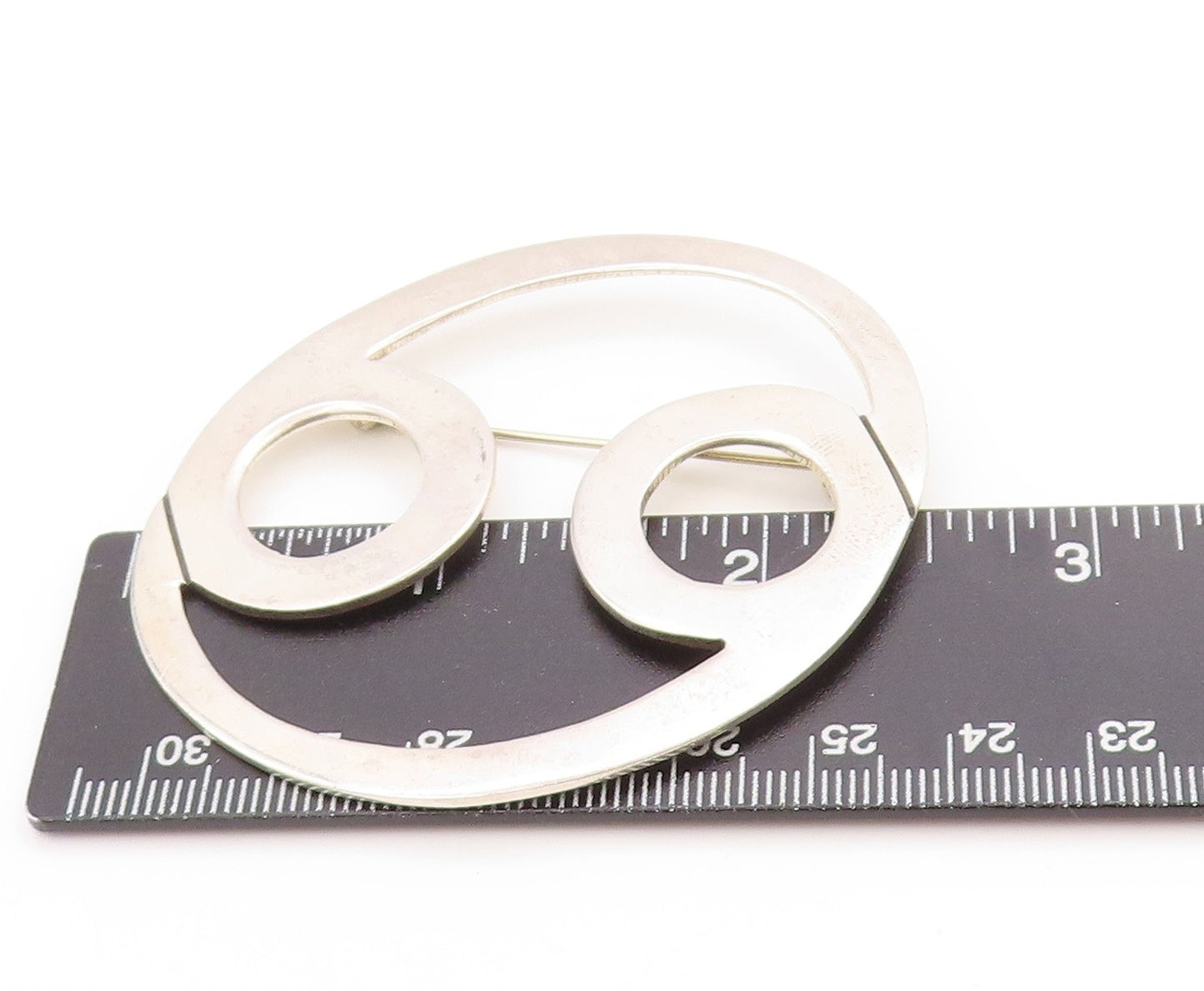 925 Sterling Silver Vintage Brooch Zodiac Cancer Astrological Sign Pin BP11937