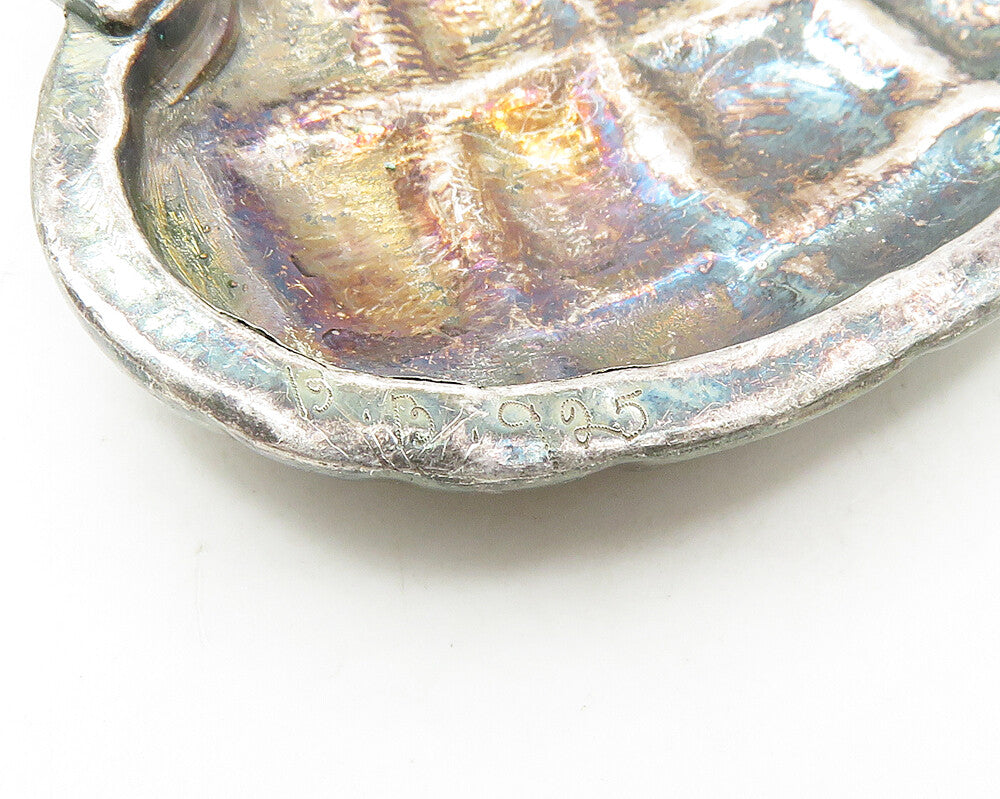 925 Sterling Silver Vintage Dark Tone Chiseled Love Heart Pendant PT13947