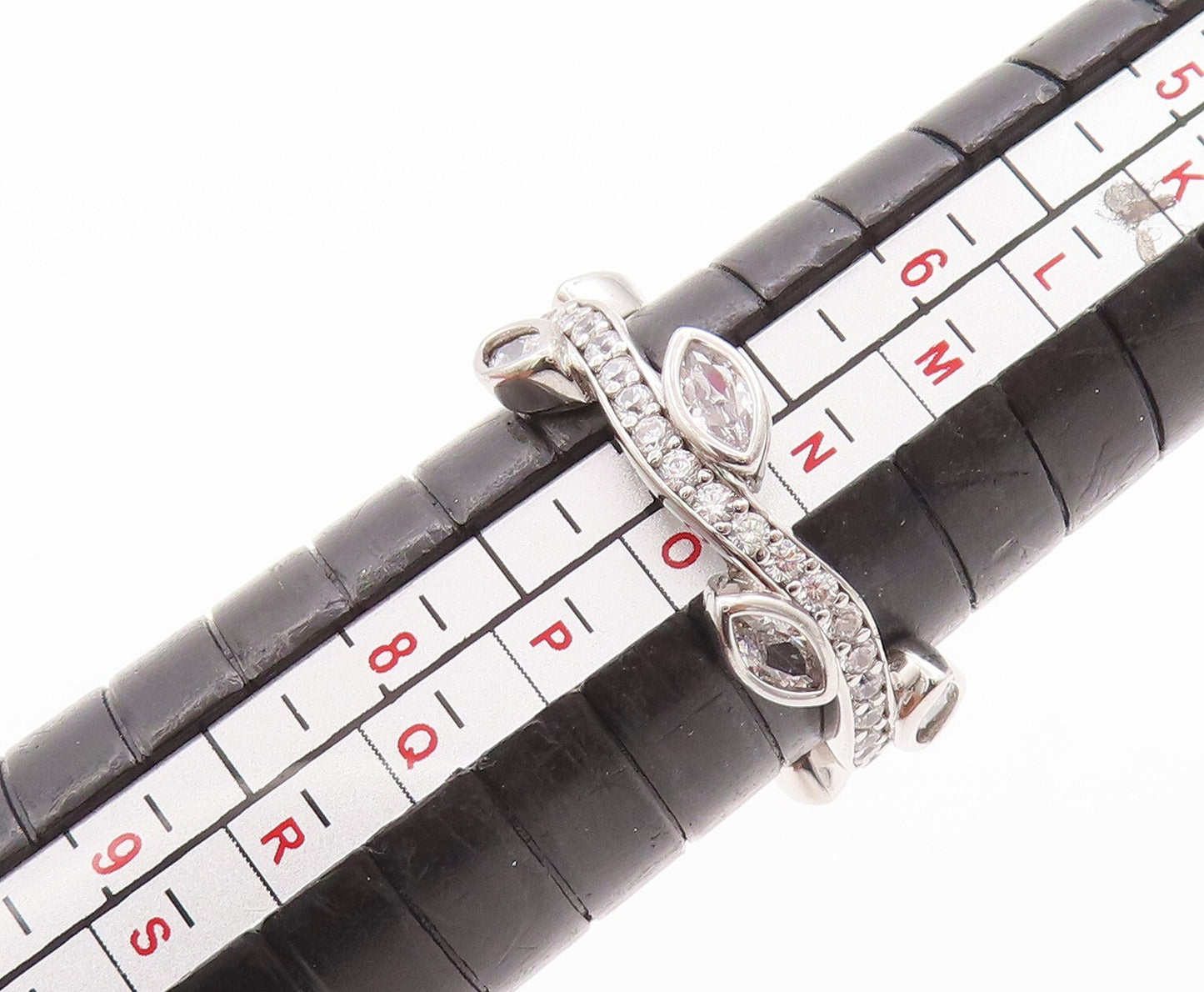 925 Sterling Silver Vintage Ring Rose Floral Design Topaz Tiara Sz 7 RG29685