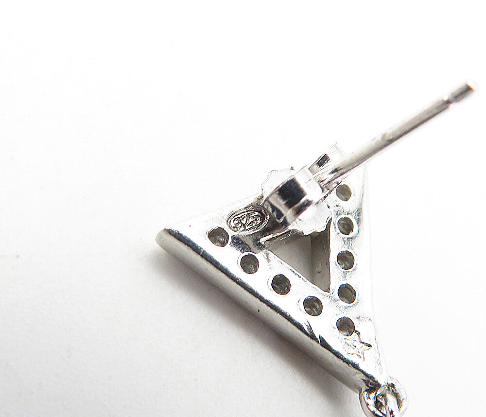 925 Sterling Silver Sparkling Cubic Zirconia Tringle Dangle Earrings EG4013