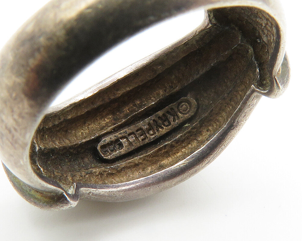 CHARLES KRYPELL 925 Silver Vintage Dark Tone Fluted Band Ring Sz 6.5 RG14523