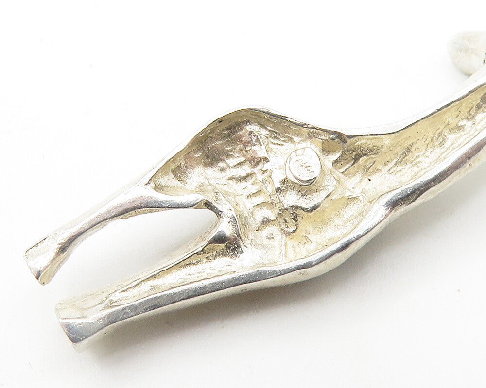 MEXICO 925 Sterling Silver Vintage Black Onyx Spotted Giraffe Pendant PT8103