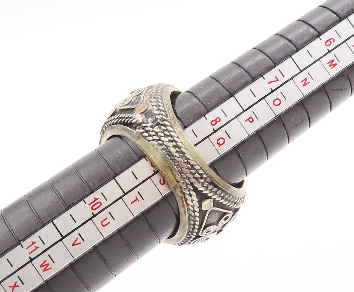 925 Sterling Silver Vintage Ring Antique Chunky Farsi Stone Sz 9 RG28300