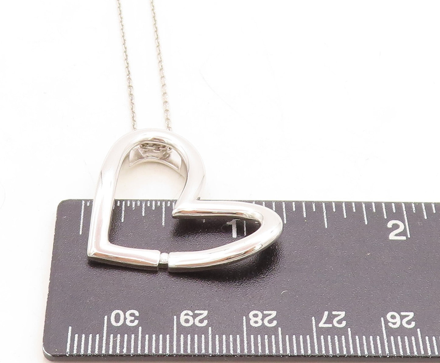 925 Sterling Silver Genuine Diamond Open Love Heart Chain Necklace NE2181