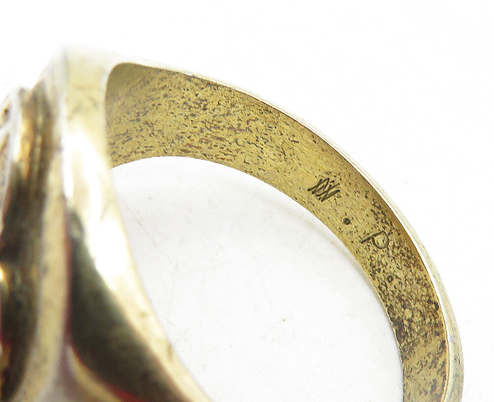 925 Sterling Silver Vintage 20th Century Globe Large Band Ring Sz 13 RG9329