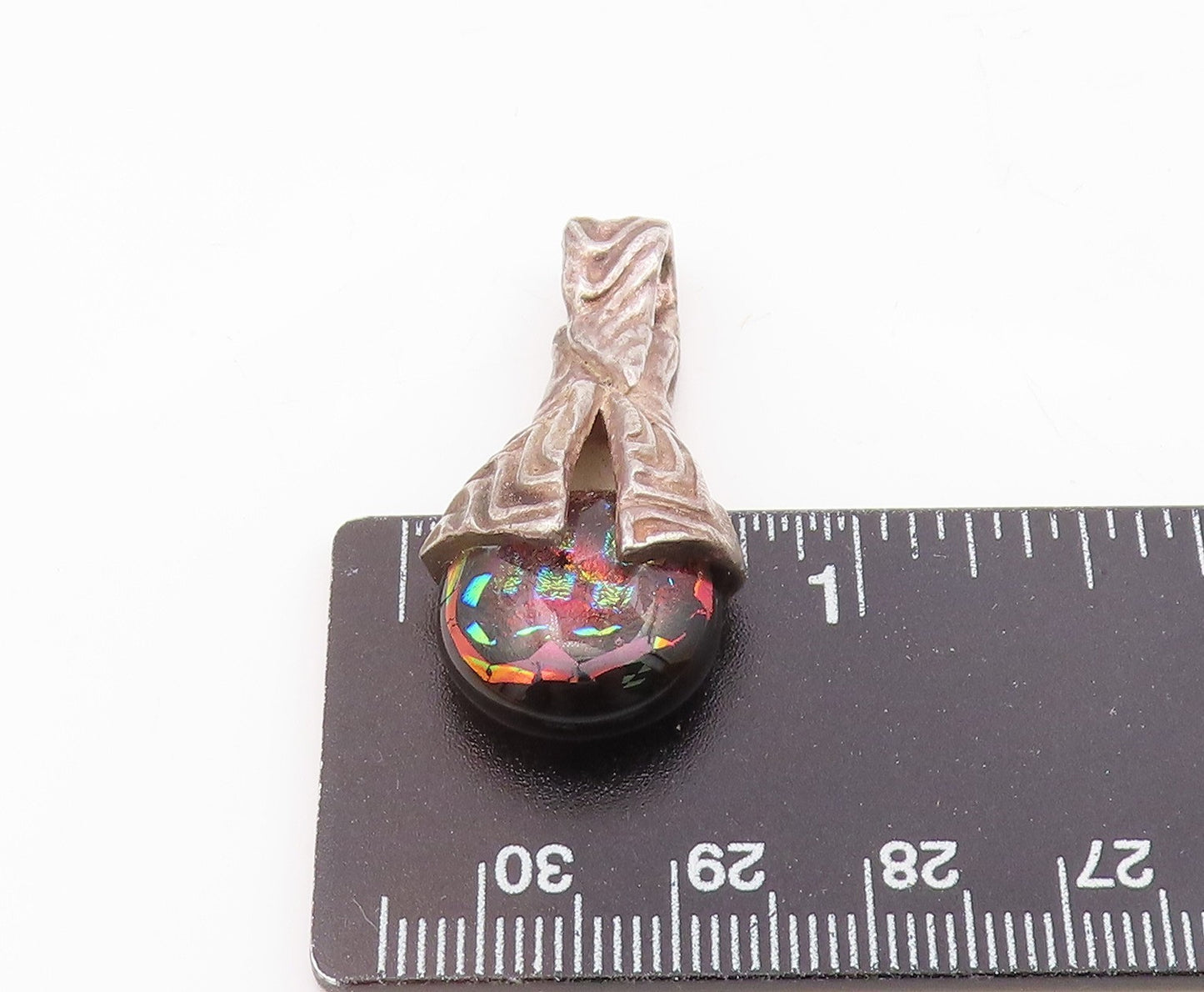 925 Silver Vintage Wavy Ribbed Bail With Fancy Art Glass Pendant PT21296