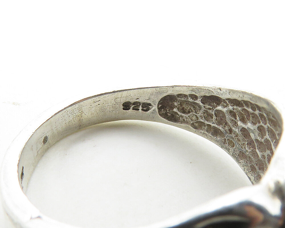 925 Sterling Silver Vintage Shiny Diamond Cut Detail Band Ring Sz 6.5 RG17296