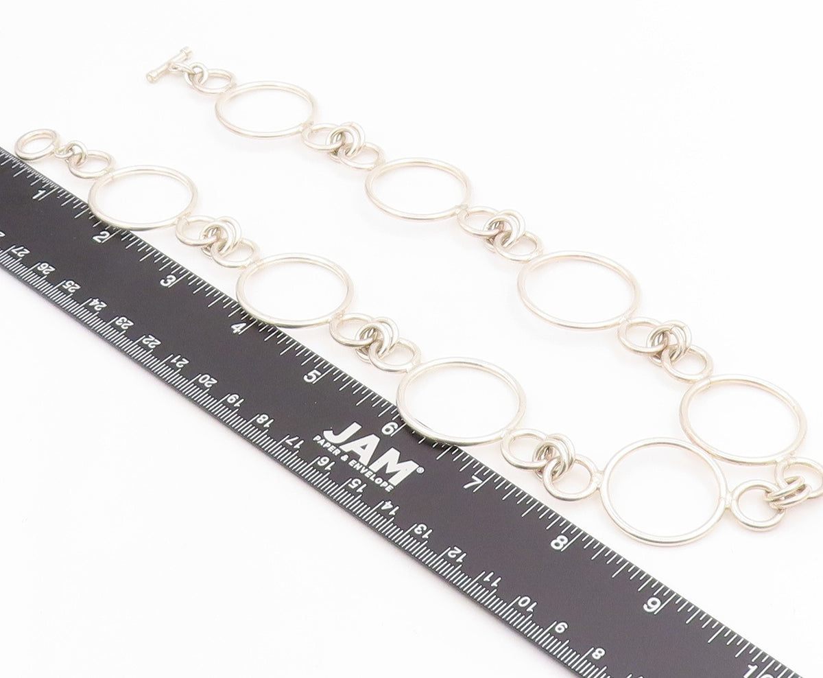 925 Sterling Silver Vintage Necklace Interlinking Hollow Circle Chain NE4737