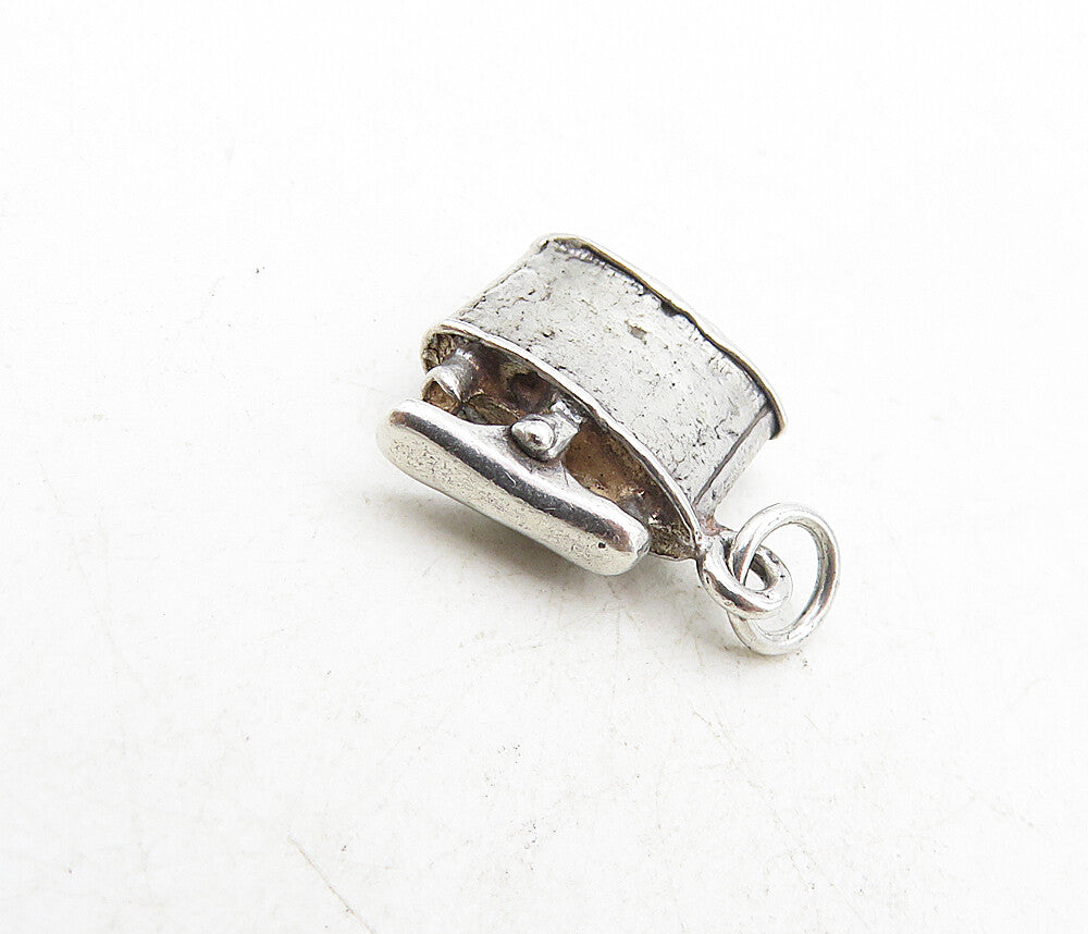 925 Sterling Silver Vintage Petite Old Fashioned Flask Motif Pendant PT6908