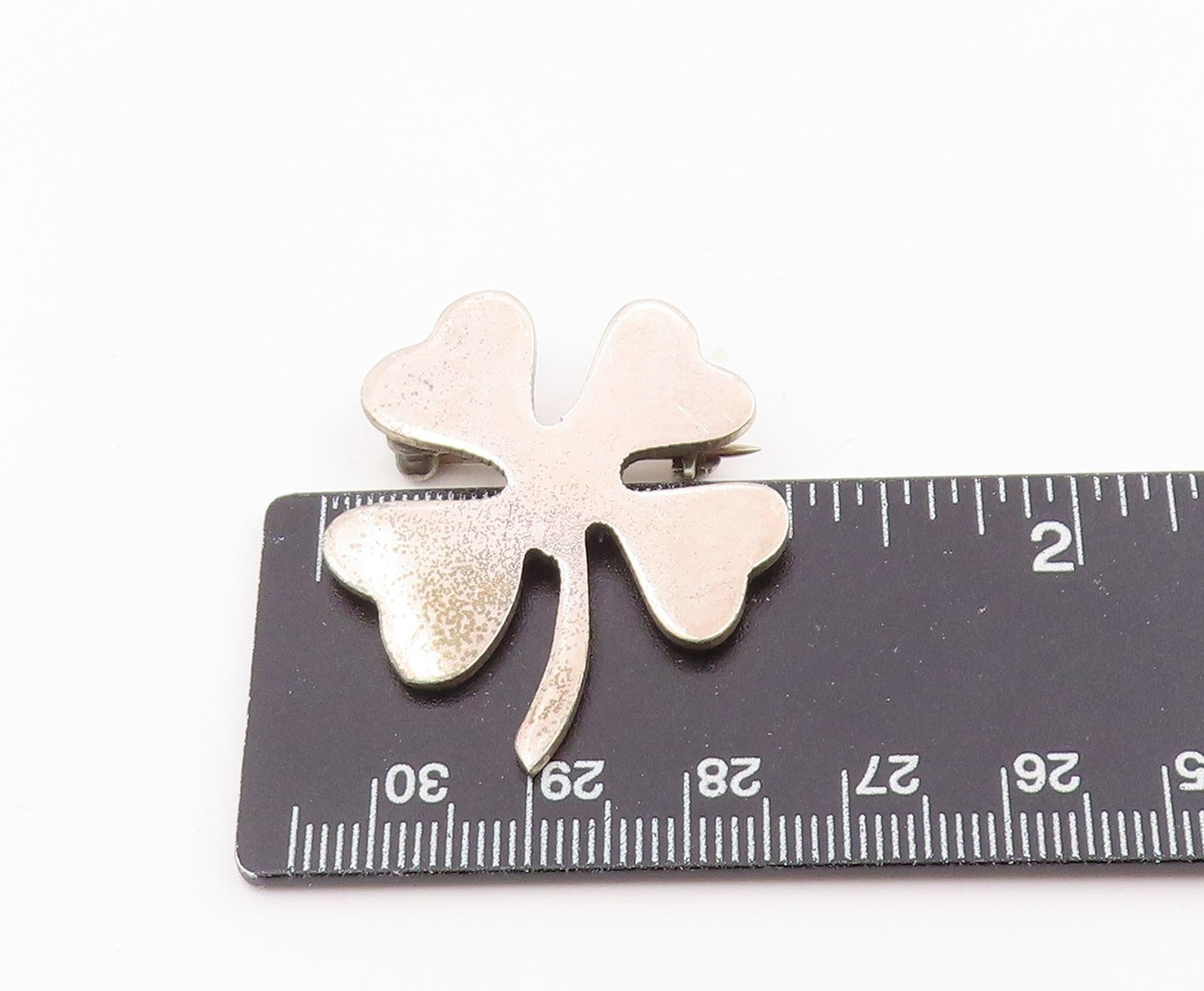 925 Sterling Silver Vintage Brooch Pin Modernist Four Leaf Lucky Clover BP12495