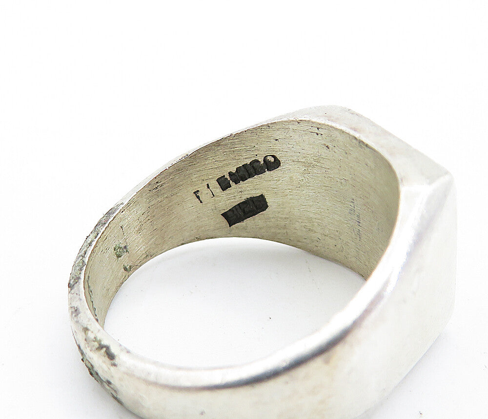 MEXICO 925 Silver Vintage Oxidized Half Moon & Star Band Ring Sz 10 RG7403