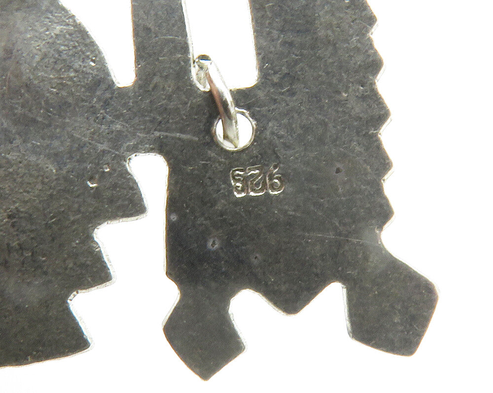 925 Sterling Silver Vintage Shiny Etched Spotted Dinosaur Pendant PT13510