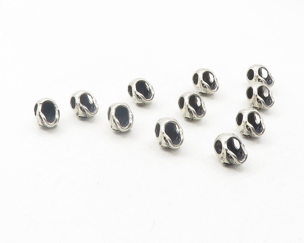 925 Sterling Silver Vintage Lot Of 11 Shiny Skull Head Slide Pendants PT9511