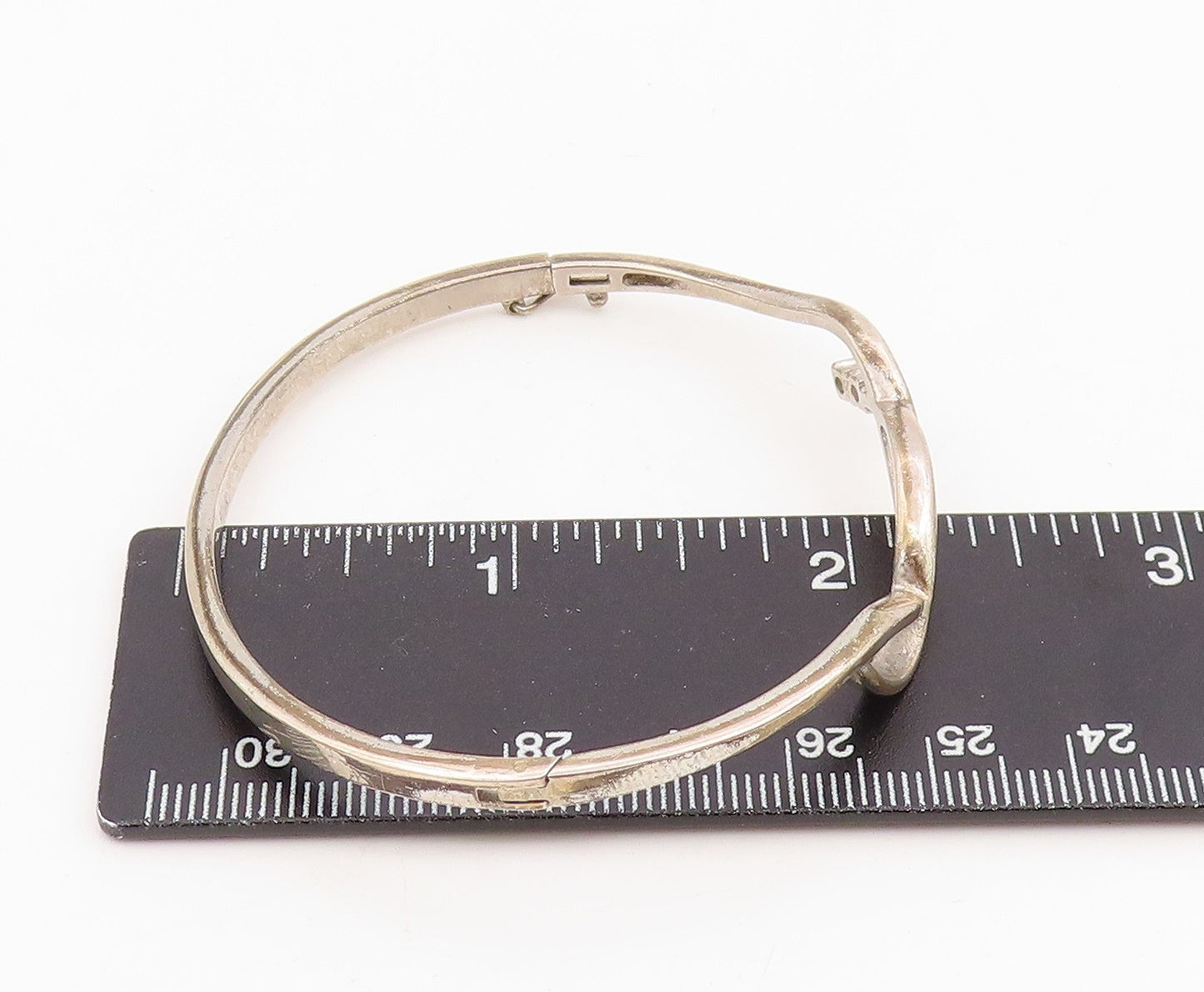 925 Sterling Silver Vintage Bracelet CZ Minimalist Infinity Wavy Bangle BT11875
