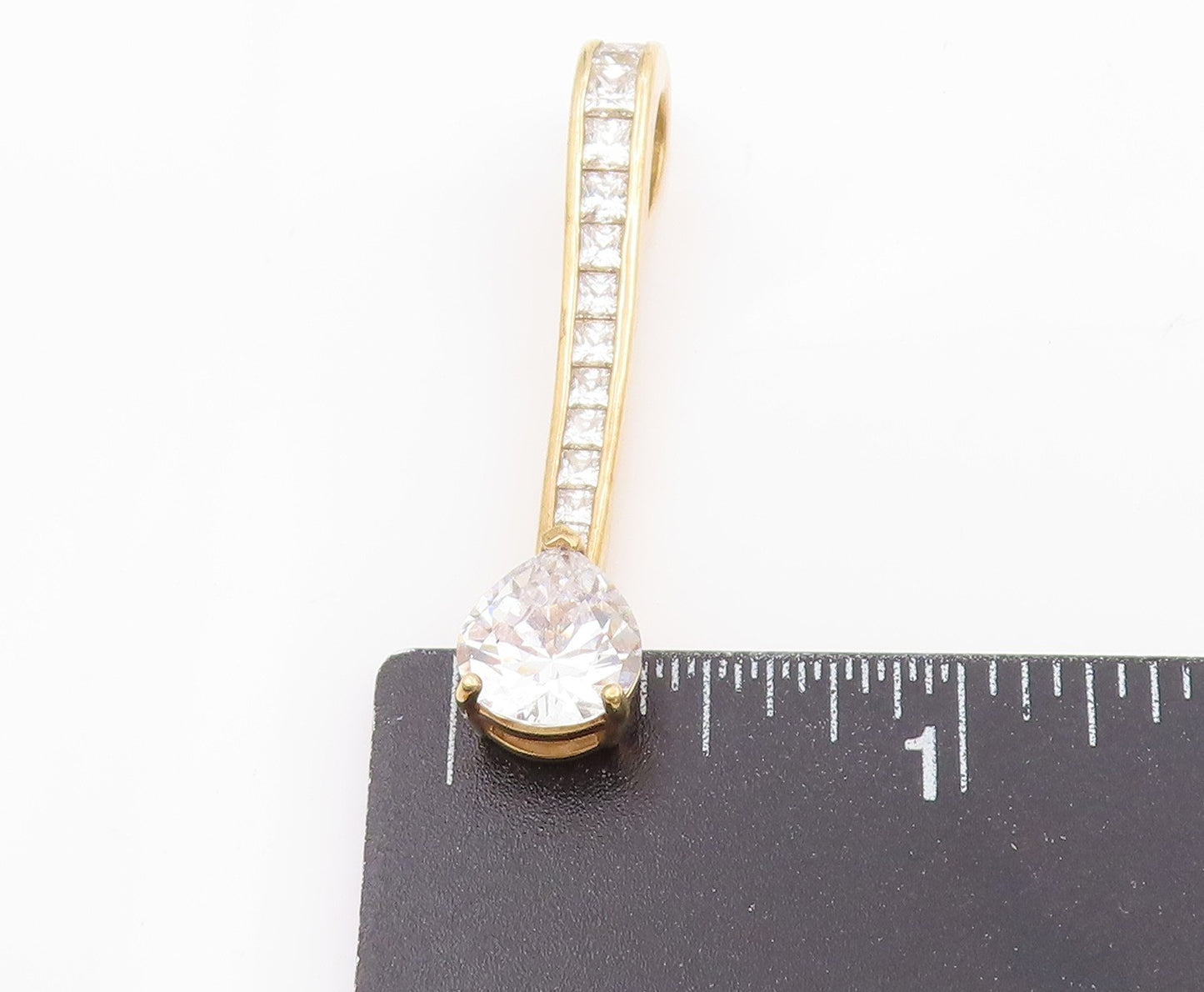 925 Sterling Silver Vintage Pendant Gold Plated CZ Classic Drop Charm PT25502