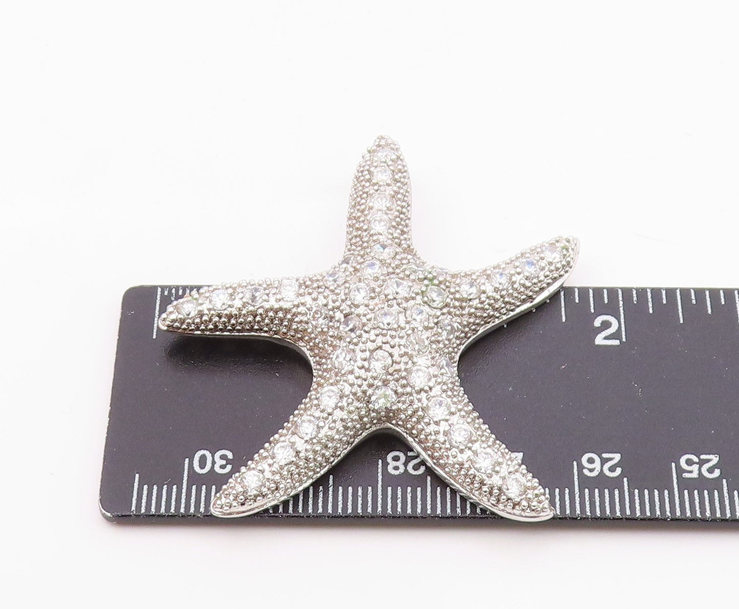925 Sterling Silver Vintage Cubic Zirconia Encrusted Starfish Pendant PT18062