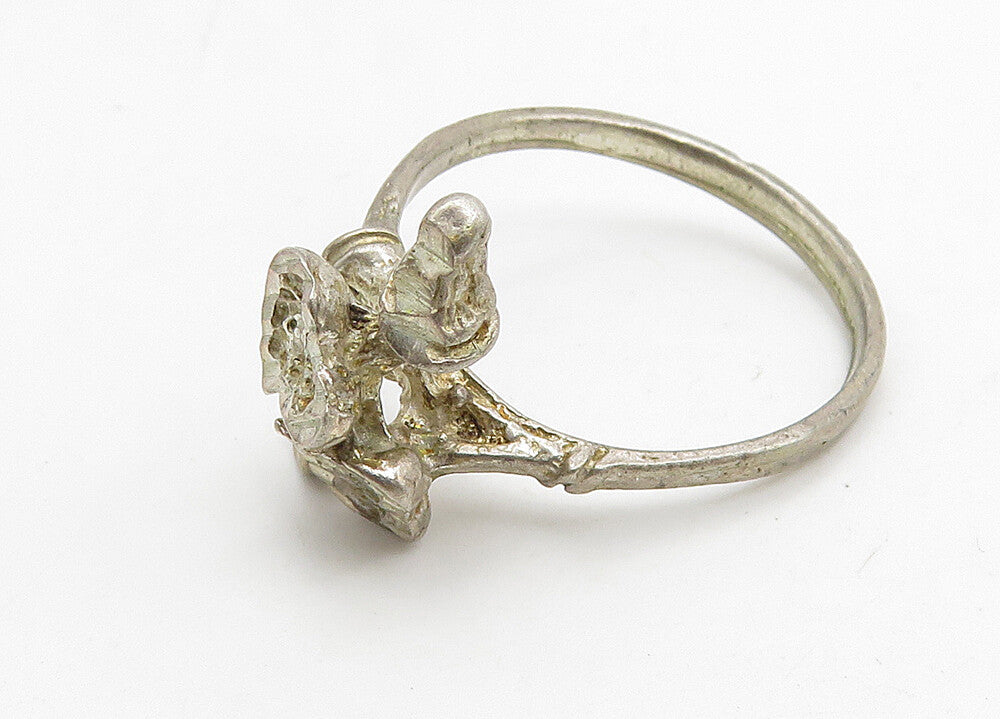 925 Sterling Silver Vintage Diamond Cut Love Hearts Band Ring Sz 6 RG10421