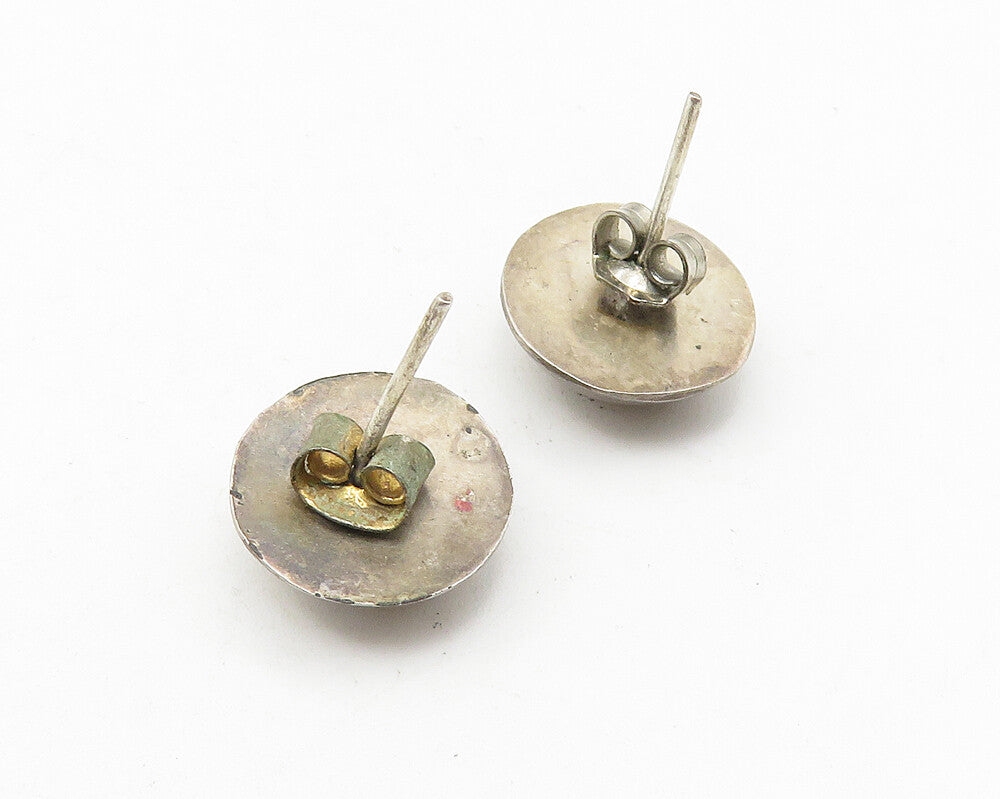 925 Sterling Silver Vintage Dark Tone Patterned Dome Stud Earrings EG5596