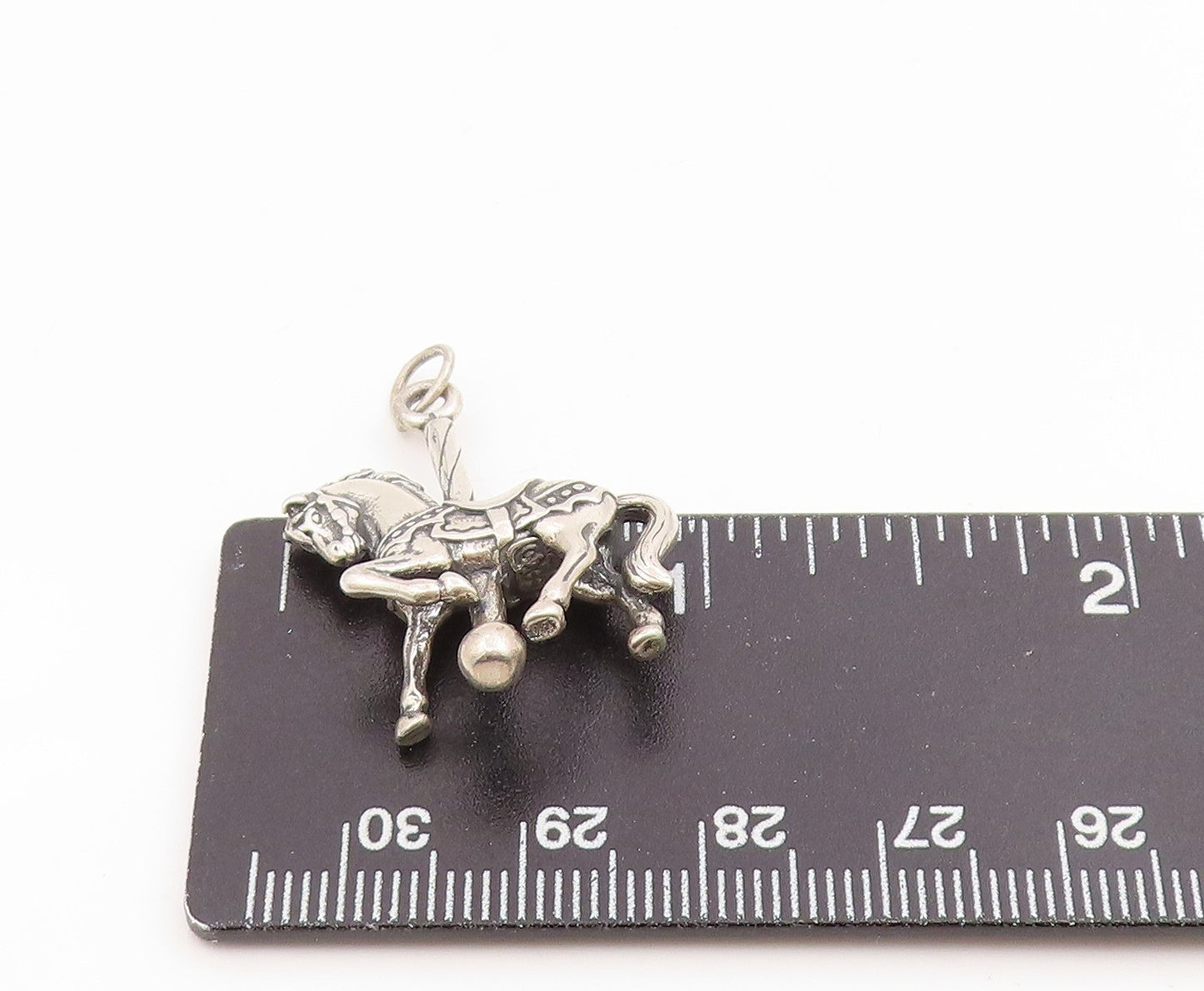 925 Sterling Silver Vintage Pendant Etched Miniature Carousel Horse PT25927