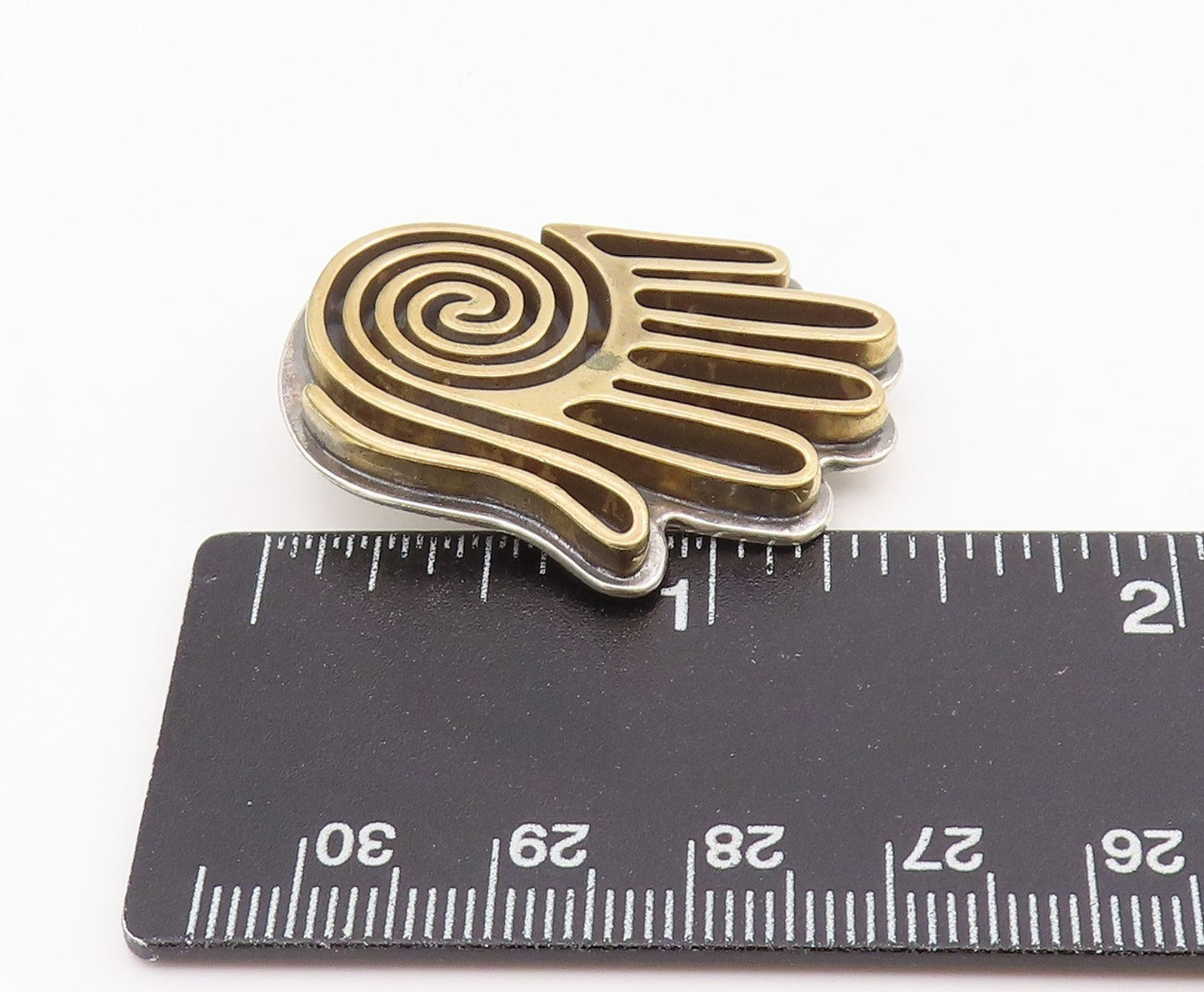 925 Sterling Silver Vintage Brooch Pin CAROLYN POLLACK Spiral Hamsa Hand BP12179