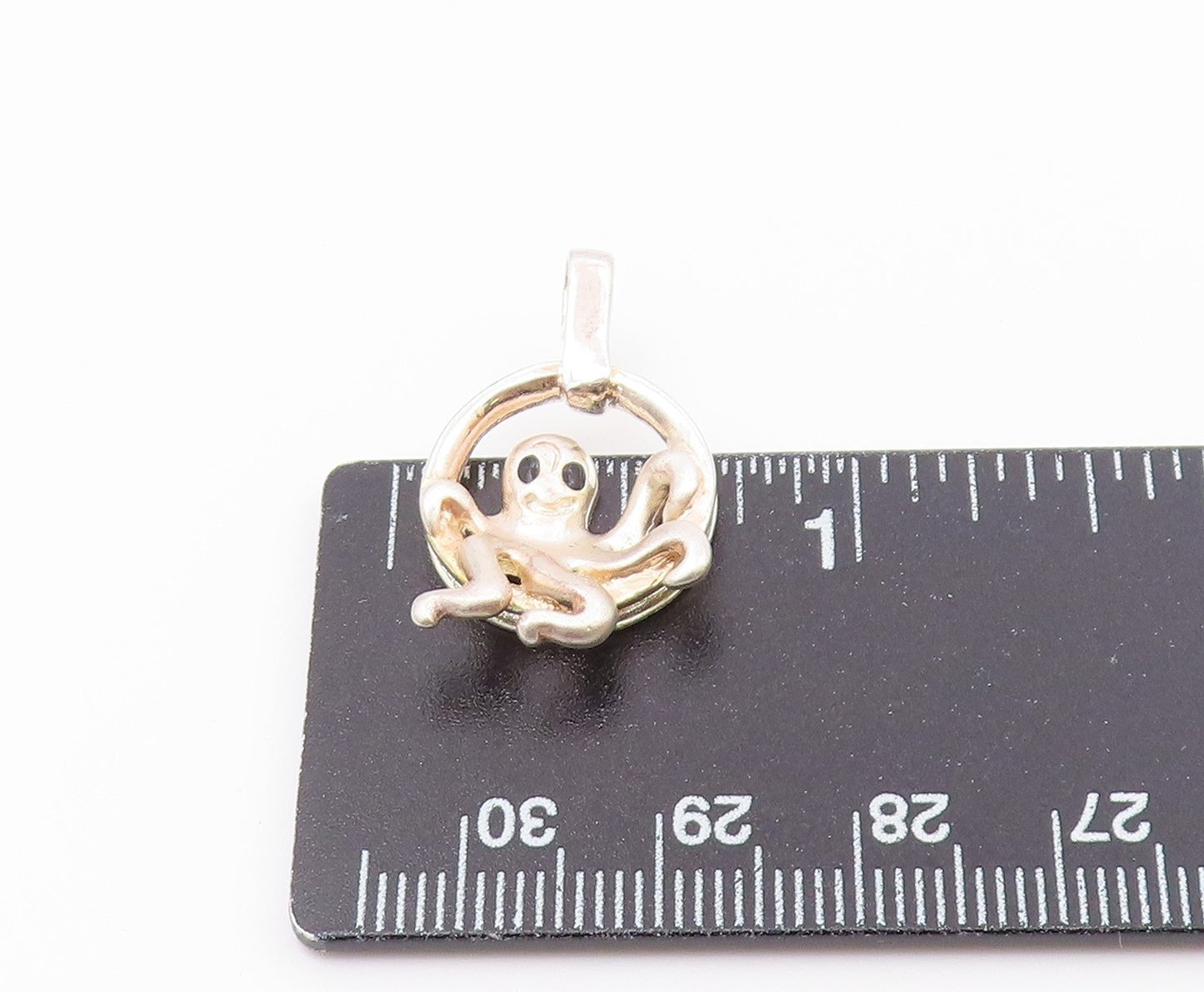 925 Sterling Silver Vintage Black Onyx Eyes Octopus Motif Pendant PT18199