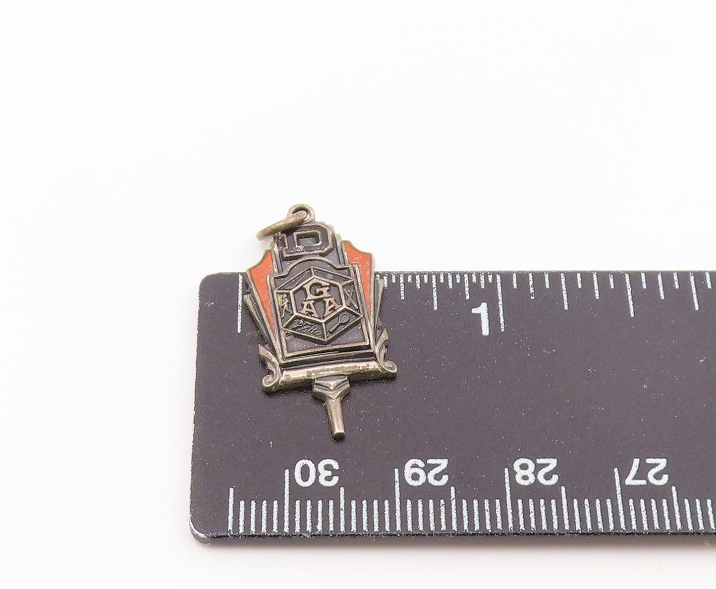 925 Sterling Silver Vintage Antique Enamel GAA D Initial Pendant PT17374