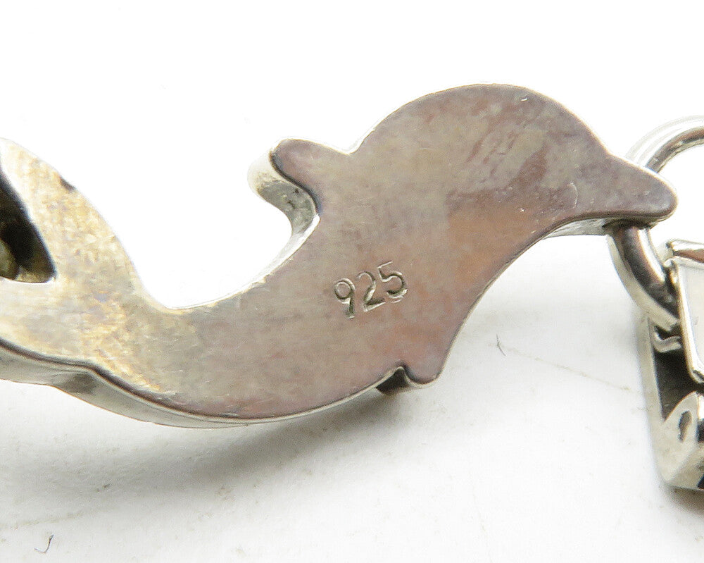925 Sterling Silver Vintage Shiny Dolphin Hinge Link Chain Bracelet BT5020