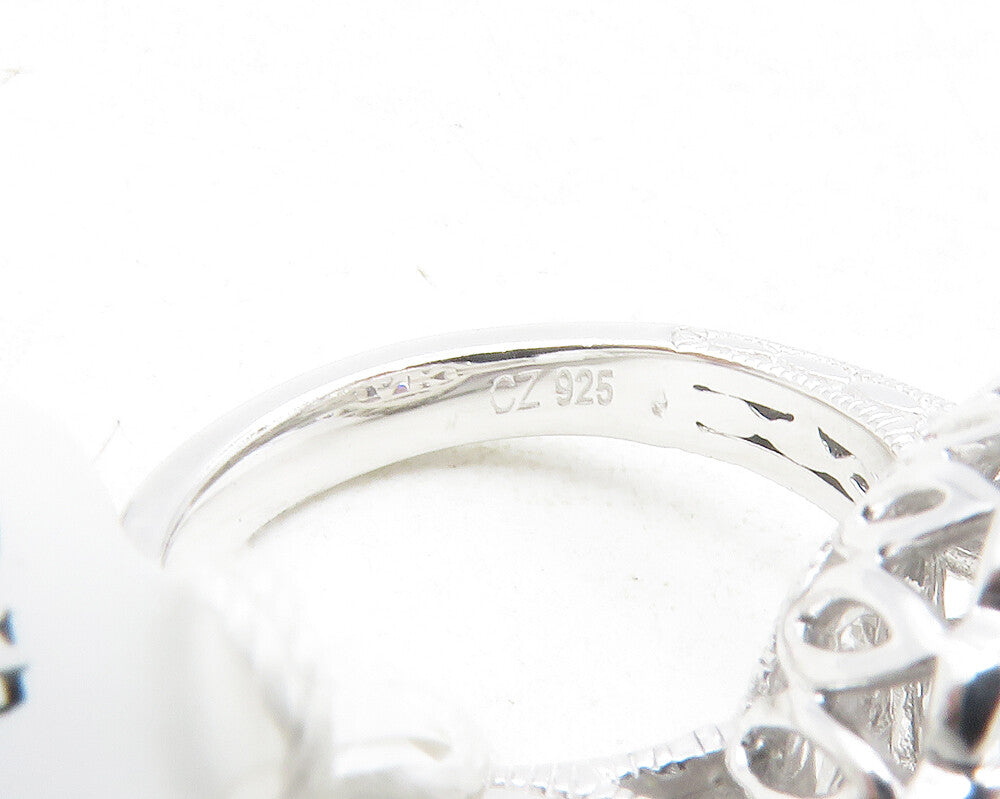 VANNA K. 925 Sterling Silver Cubic Zirconia Shiny Cocktail Ring Sz 6 RG12428