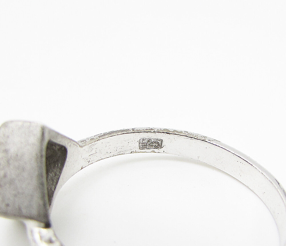 925 Sterling Silver Vintage Slanted Square Band Ring Sz 8 RG2998
