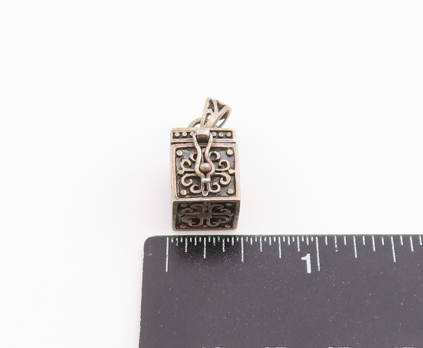 925 Sterling Silver Vintage Pendant Religious Prayer Box Locket OPENS PT26511