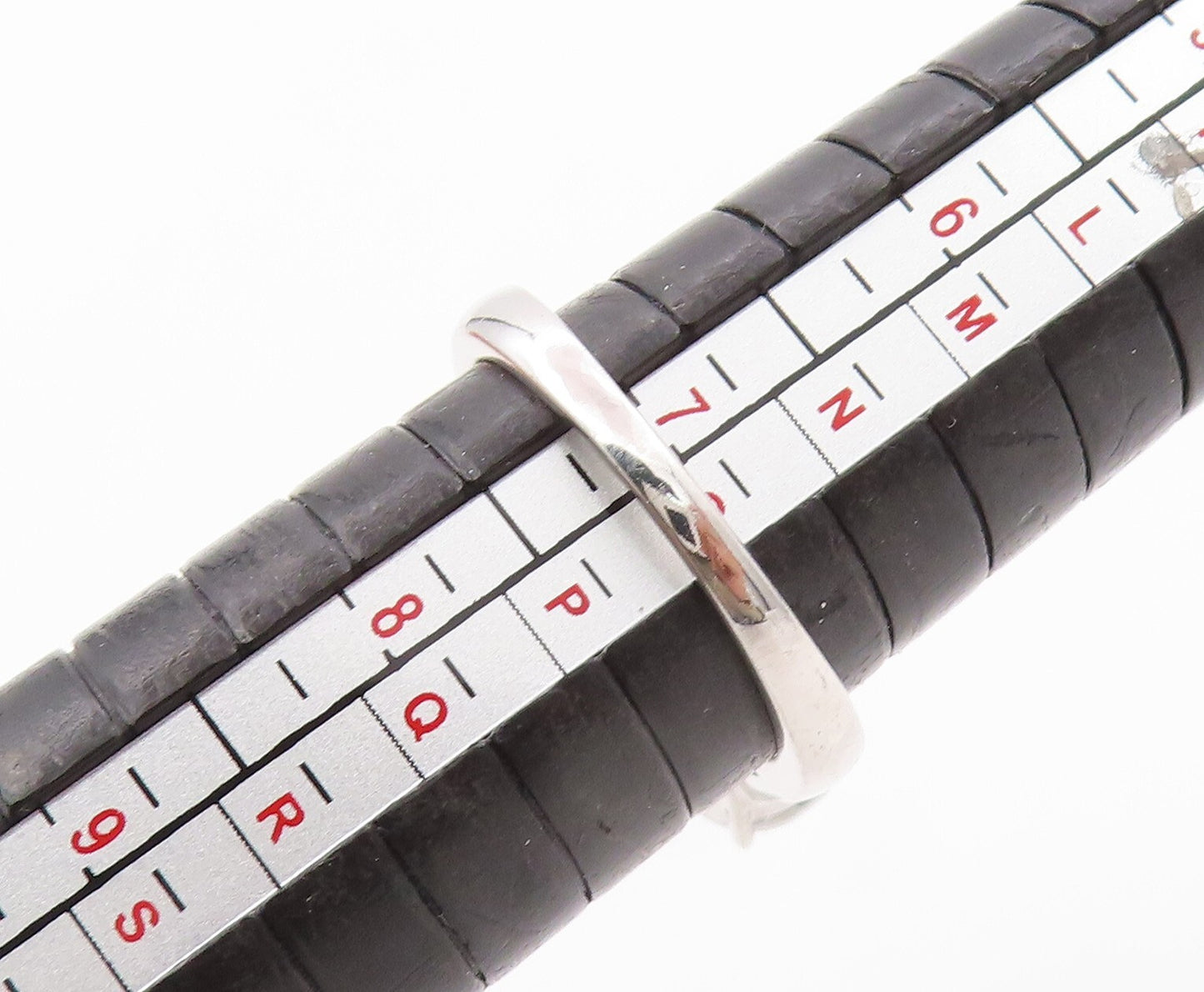 925 Sterling Silver Vintage Ring Rectangle Gemstone & CZ Inlay Sz 7 RG31830