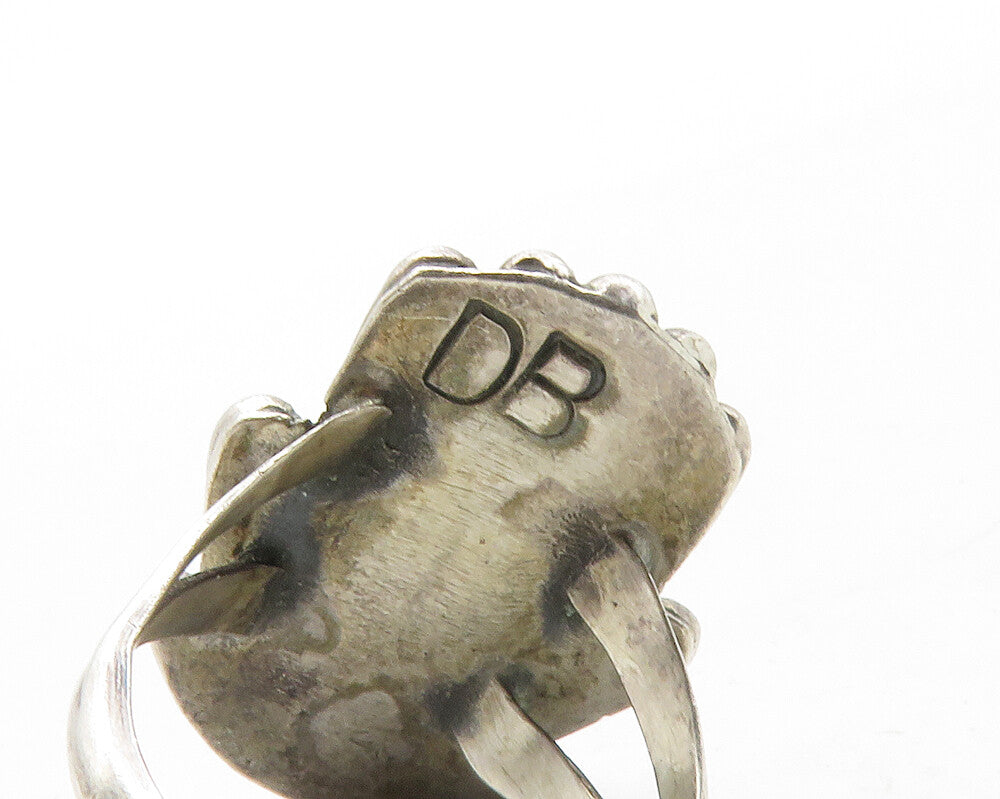 DEAN BROWN NAVAJO 925 Silver Vintage Turquoise Cocktail Ring Sz 7 RG12795