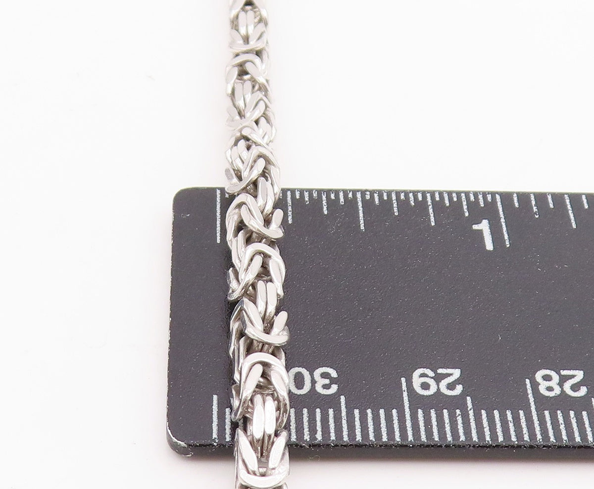 925 Sterling Silver Vintage Necklace Intricate Woven Byzantine Link Chain NE4723