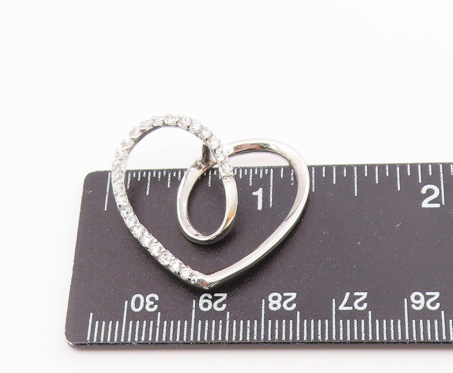 925 Silver Vintage Twisted Love Heart Cubic Zirconia Drop Pendant PT20376
