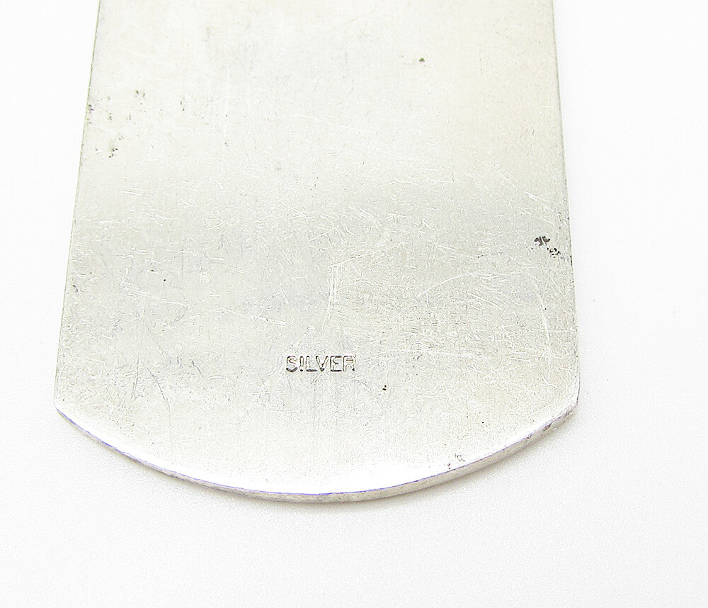925 Sterling Silver Shiny Smooth Tag Drop Pendant PT2147