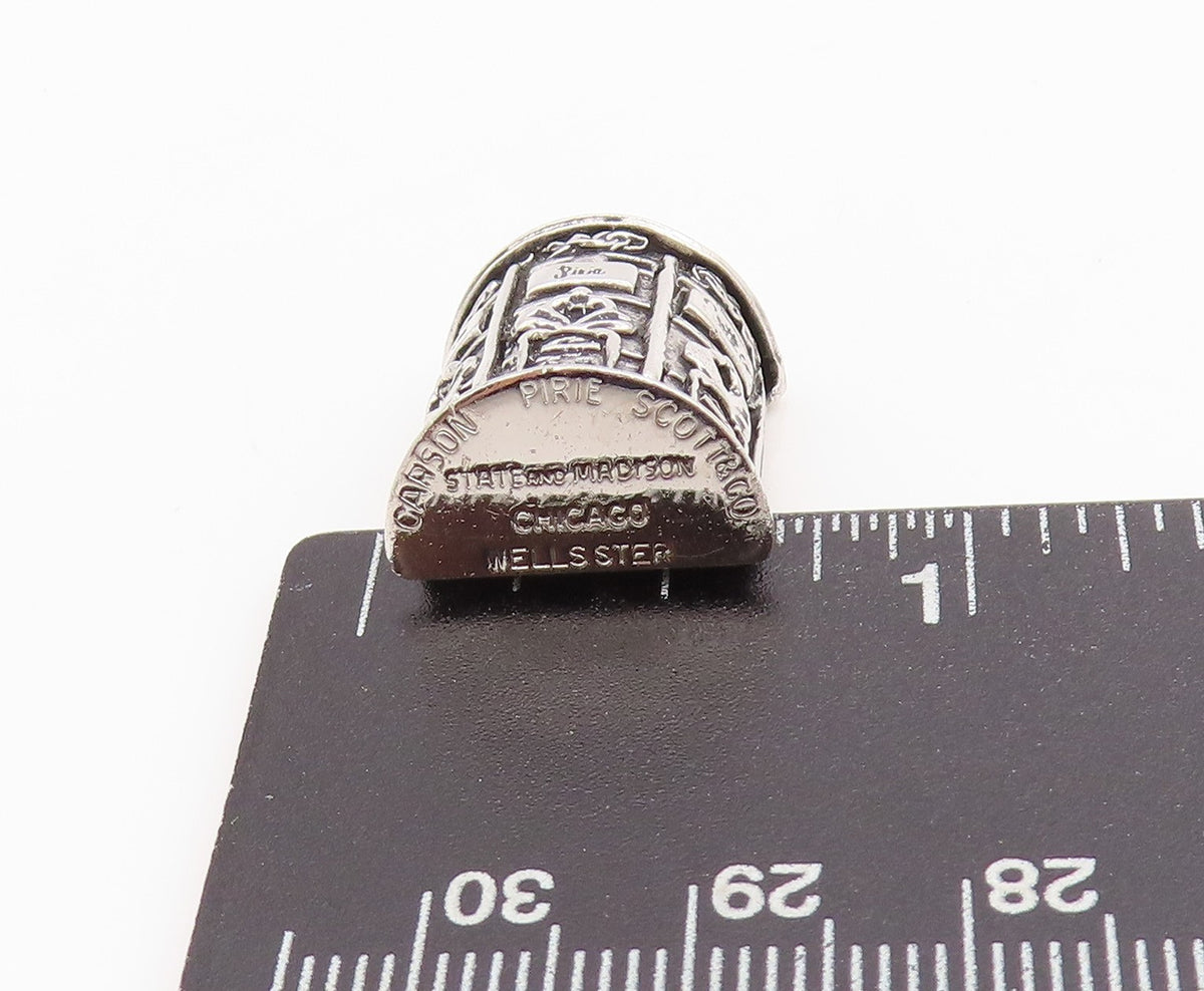 925 Sterling Silver Vintage Pendant Dark Tone Carved Thimble PT24432