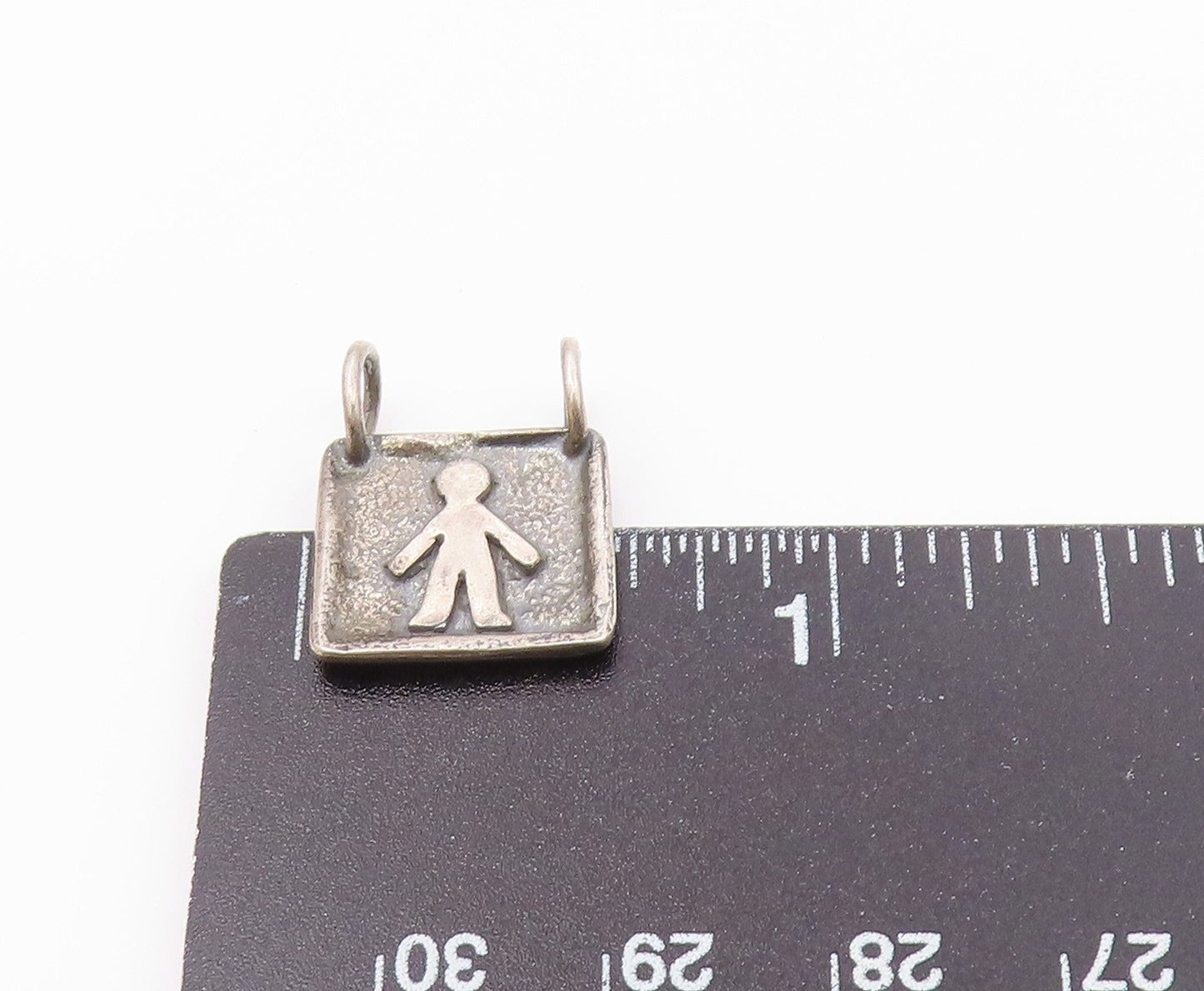 SILPADA 925 Silver Vintage Carved Person Figure Square Frame Pendant PT20501