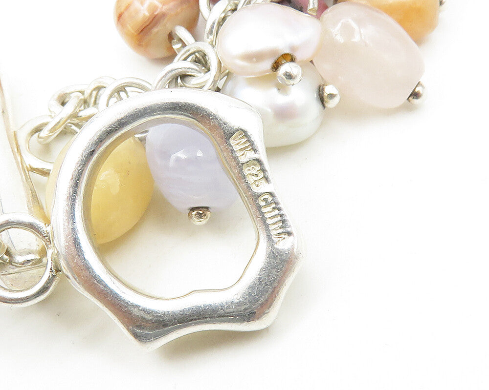 WHITNEY KELLY 925 Silver Vintage Pearls & Multi Stone Beaded Bracelet BT7805