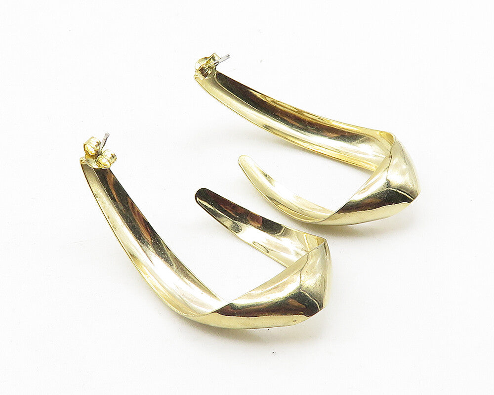 925 Sterling Silver Shiny Smooth Gold Plated JHoop Earrings EG5683
