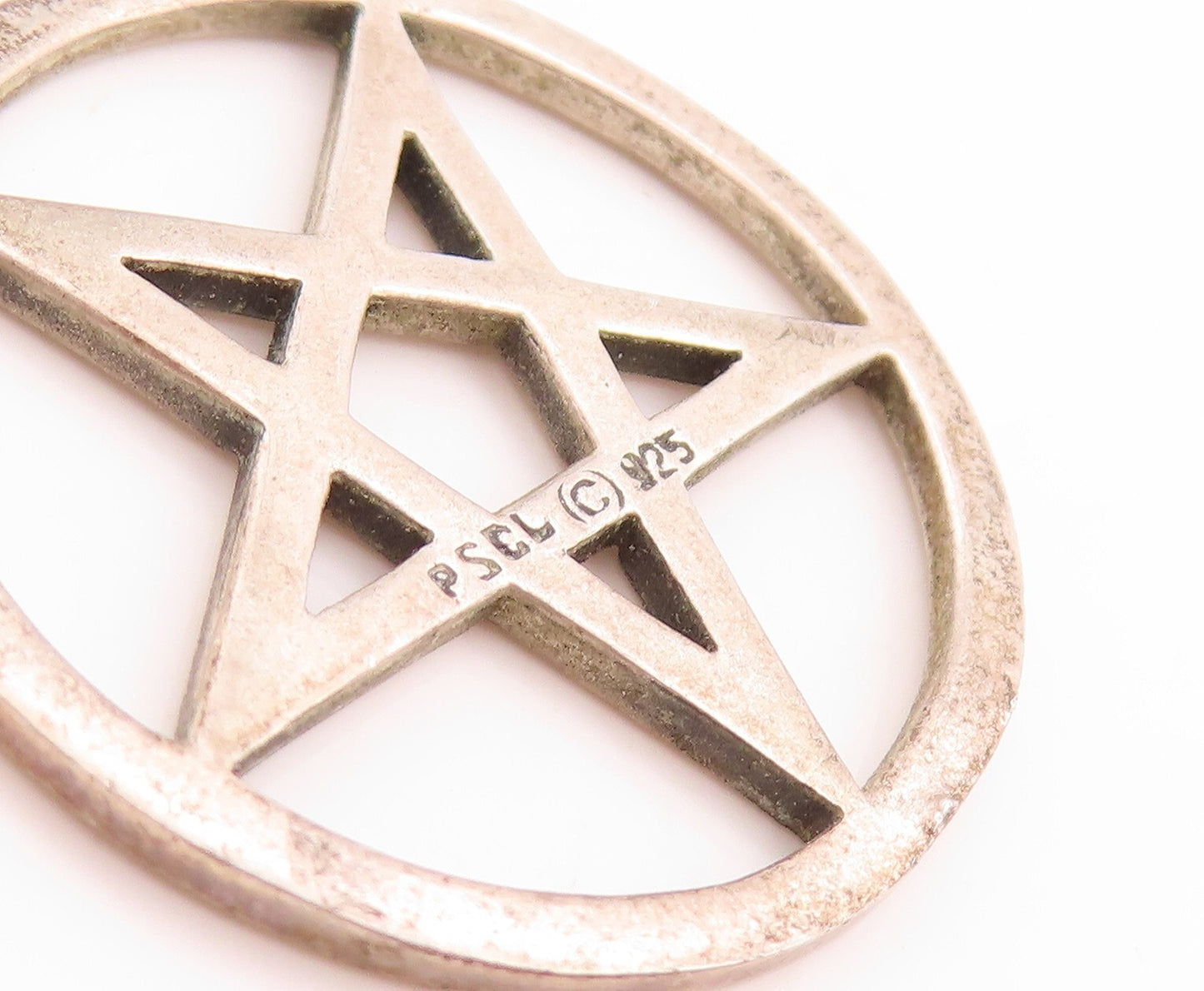 925 Sterling Silver Vintage Pendant PETER STONE Cutout Star Inside Ring PT23786