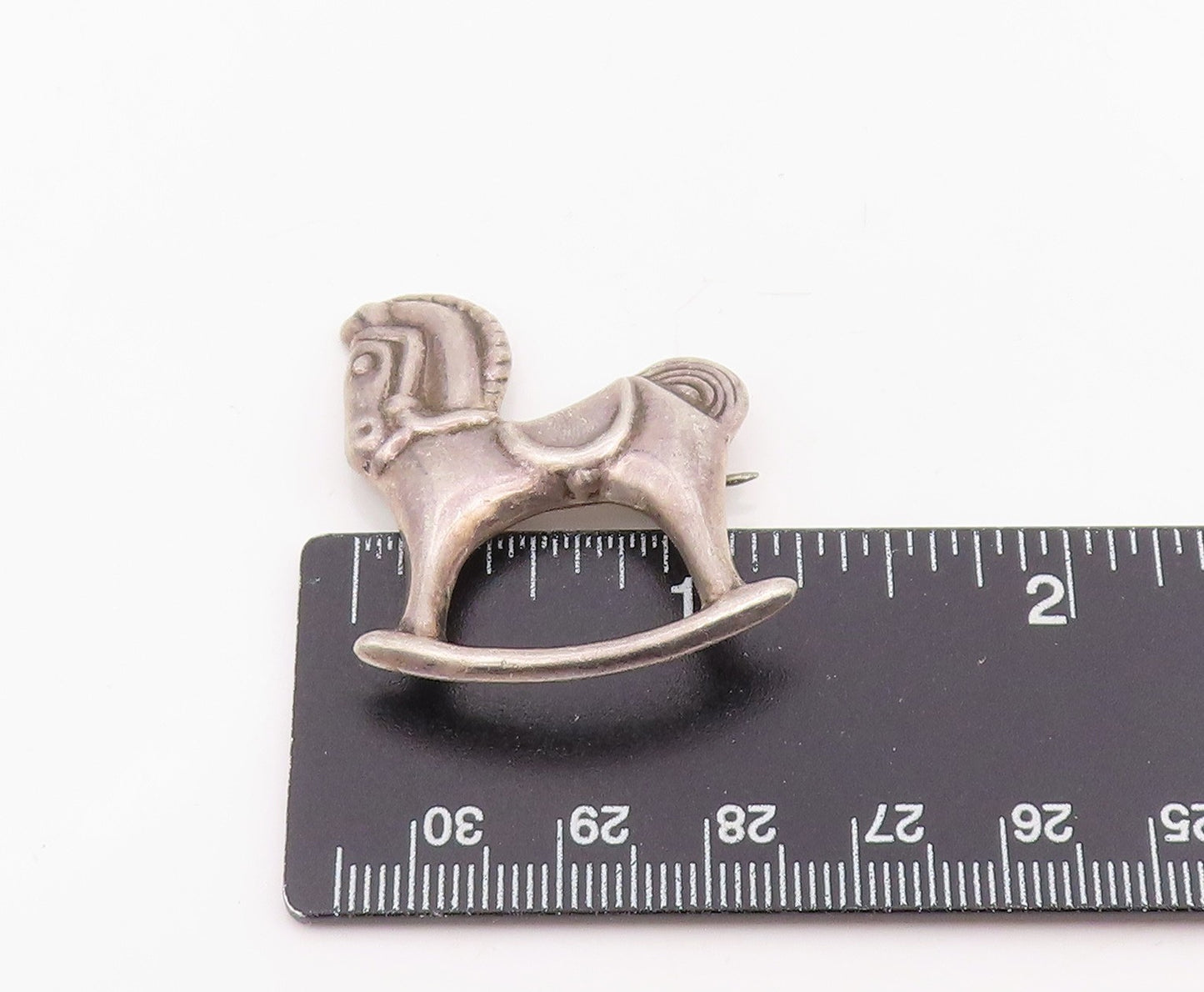 925 Sterling Silver Vintage Brooch Pin Classic Rocking Horse Figurine BP12319