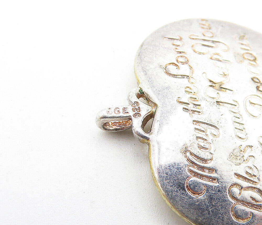 925 Sterling Silver Vintage Sapphire Daughter Quote Heart Pendant PT5304