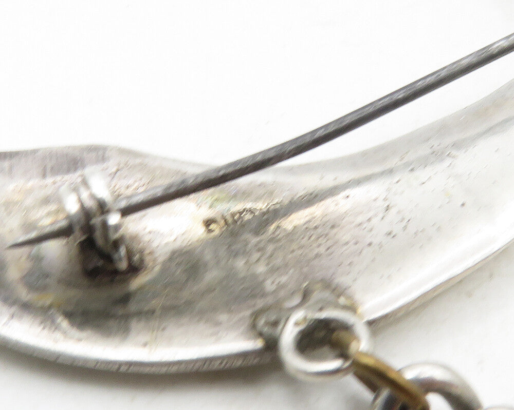 925 Sterling Silver Vintage Antique Dagger Sword Curb Link Brooch Pin BP3940