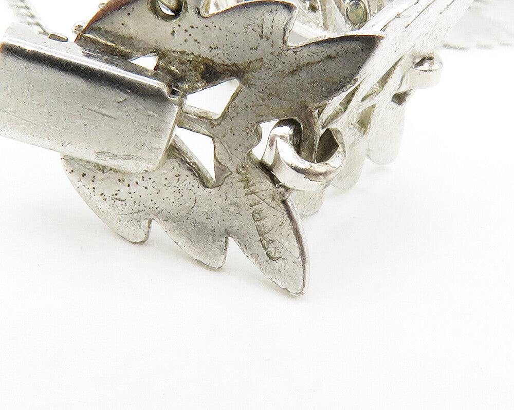 925 Sterling Silver Vintage Sparkling Floral Leaf Vine Chain Bracelet BT5210