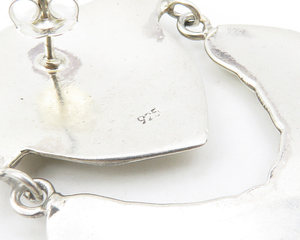 925 Sterling Silver Vintage Shiny Fluted Design Drop Earrings EG5247